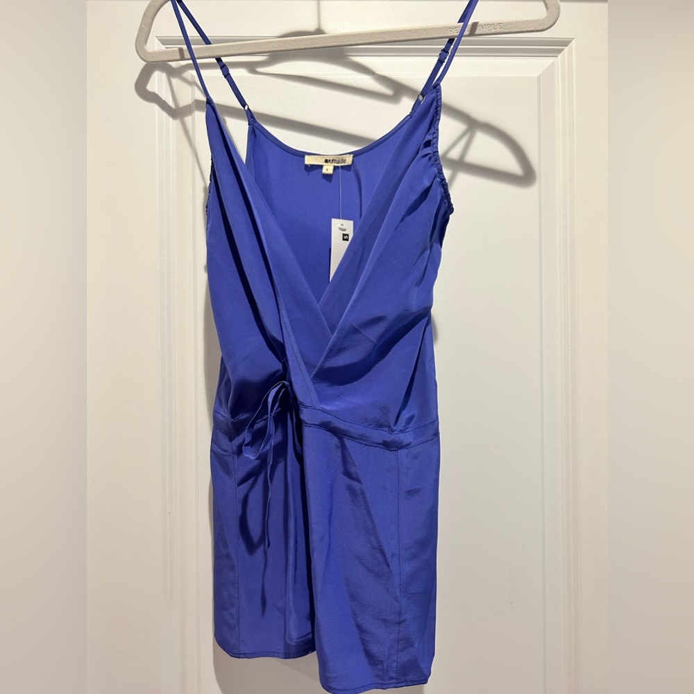 Purple neck adjustable straps  100% silk top